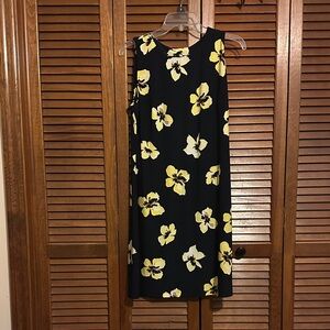 Tommy Hilfiger Navy & Yellow Floral Sleeveless Jersey Midi Dress | Size 6